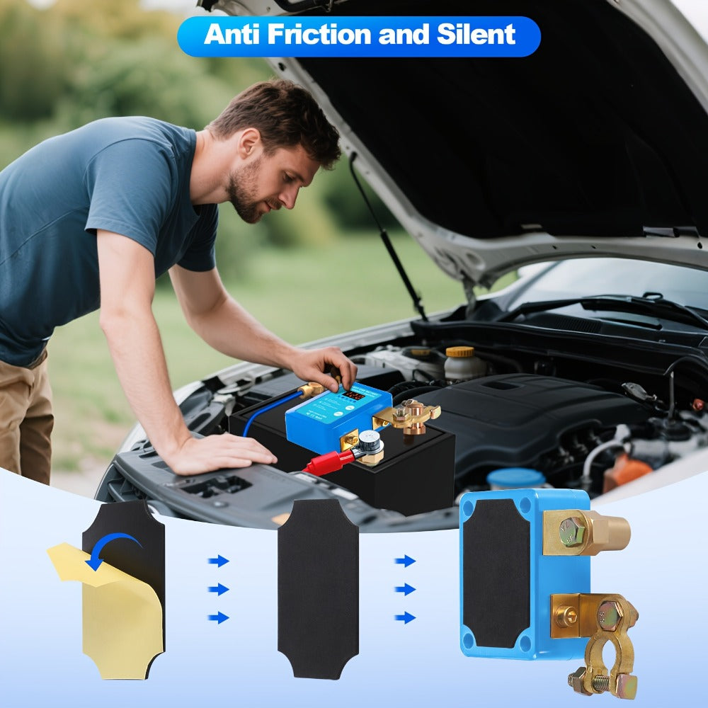 Car Battery Auto Power Off Switch with LED Voltage Display - 12V/24V Anti-Drain Protection, Low Voltage Alarm, 240A Remote Control Battery Disconnect