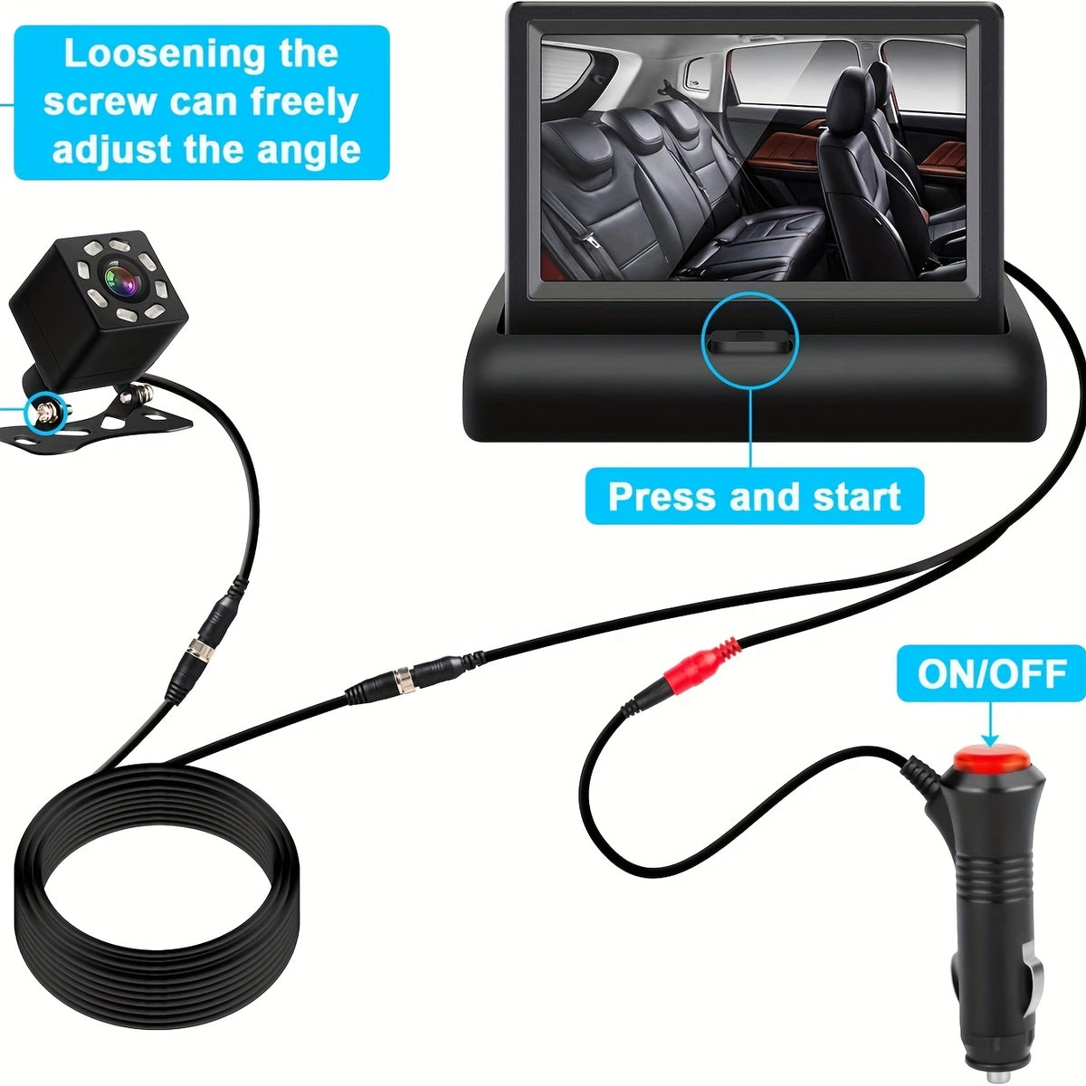 Baby Car Mirror with 4.3'' HD Night Vision Function Display, Safety Car Seat Camera with Wide Crystal Clear View, Easily Observe The Baby's Move(Not USB)