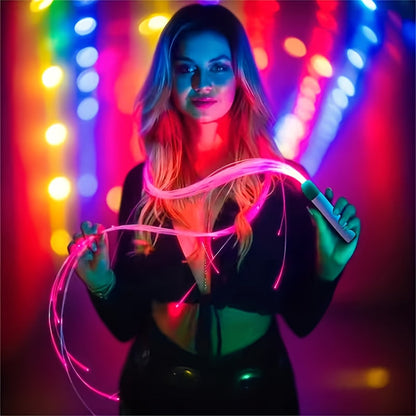 Rechargeable LED Fiber Optic Whip | 7-Color Glow Rave Dance Toy