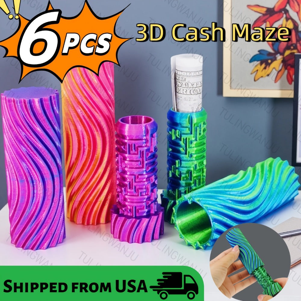 3D Cash Maze Gift Box Set of 6 – Puzzle Money Gift Box, 3D Printed Festive Present Container for Cash & Gift Cards, Fun Christmas Halloween Easter Birthday Gift Idea