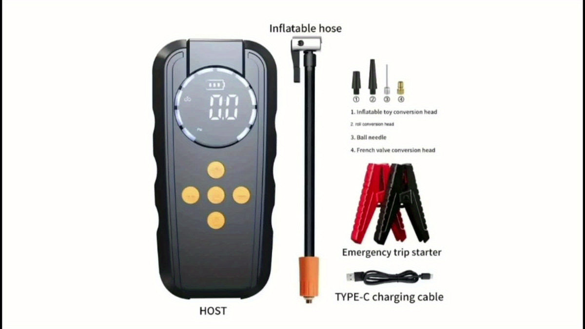 Outdoor Tent Inflator, Air Mattress Inflator, Inflatable Boat Inflator, Car Emergency Starting Power, Car Tire Inflator, Suitable for Inflatable Boats, Air Mattresses, Tents, Cars, Motorcycles, Bicycles, Balls, Outdoor Camping Rescue Equipment