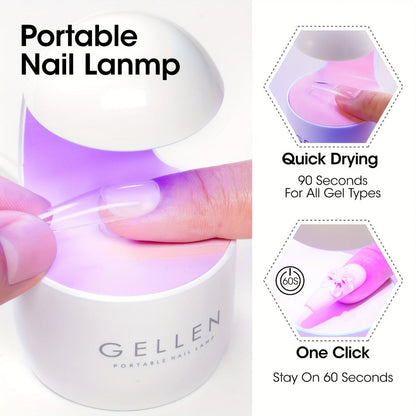 Solid Gel Nail Glue Kit with Mini LED Lamp — 8g UV Cure Gel Glue 28+ Days Long-Lasting Bond for Press On Nails Acrylic Tips Rhinestones, Non-Toxic Natural Resin, Salon & Home Manicure Gift Set