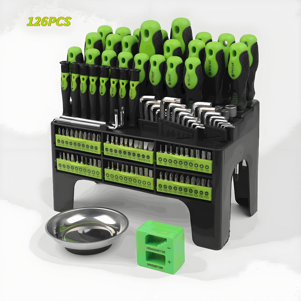 Magnetic Screwdriver Set 100/118/126-Piece – Insulated Chrome Vanadium Bits with Ratchet, Precision & Torx Drivers, Non-Slip Handles, Organized Storage Case for Electronics, Auto & DIY Repair