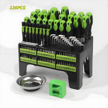 Magnetic Screwdriver Set 100/118/126-Piece – Insulated Chrome Vanadium Bits with Ratchet, Precision & Torx Drivers, Non-Slip Handles, Organized Storage Case for Electronics, Auto & DIY Repair