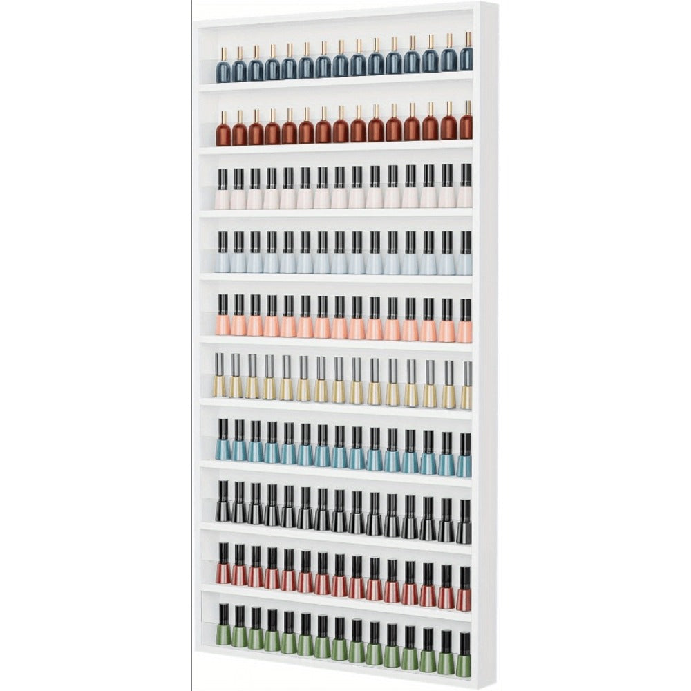 Wall Mount Nail Polish Rack Organizer 6 or 10 Tier with Acrylic Baffle Salon Display Shelf for Gel Polish Storage Nail Studio Home Spa Vanity Black White Pink