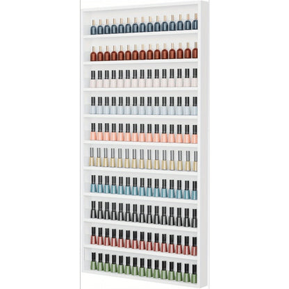 Wall Mount Nail Polish Rack Organizer 6 or 10 Tier with Acrylic Baffle Salon Display Shelf for Gel Polish Storage Nail Studio Home Spa Vanity Black White Pink