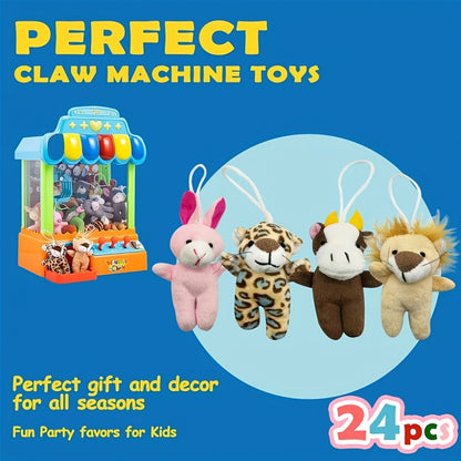 Assorted Mini Stuffed Animals Bulk 24 Pack – 3 Inch Small Plush Animal Toys Random Colors, Kids Birthday Party Favors Goodie Bag Fillers Pinata Prizes School Classroom Rewards Valentine Supplies
