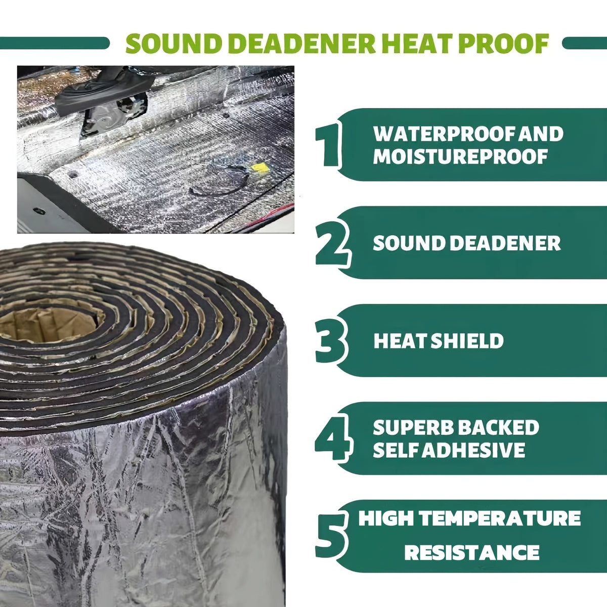 60"x40" Sound Deading Material 275Mil(7mm) for Cars Thermal Insulation And Car Sound Deadening Material Strong Back Adhesive Car Insulation Heat And Sound Deadener Mat for Automobile Hoods, Hoods, Doors, And Trunks