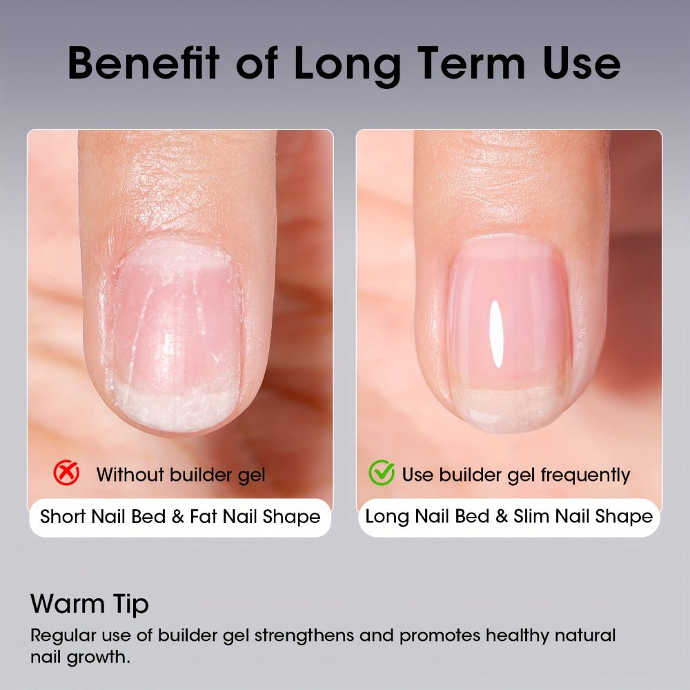 Clear Builder Gel HEMA-Free 5-in-1 2pcs 1.35oz — Nail Extension Strengthener Apex Construction Art Sealing & Repair | Soak-Off UV LED 28+ Days Chip-Proof Wear for Sensitive Skin Salon & Home Use