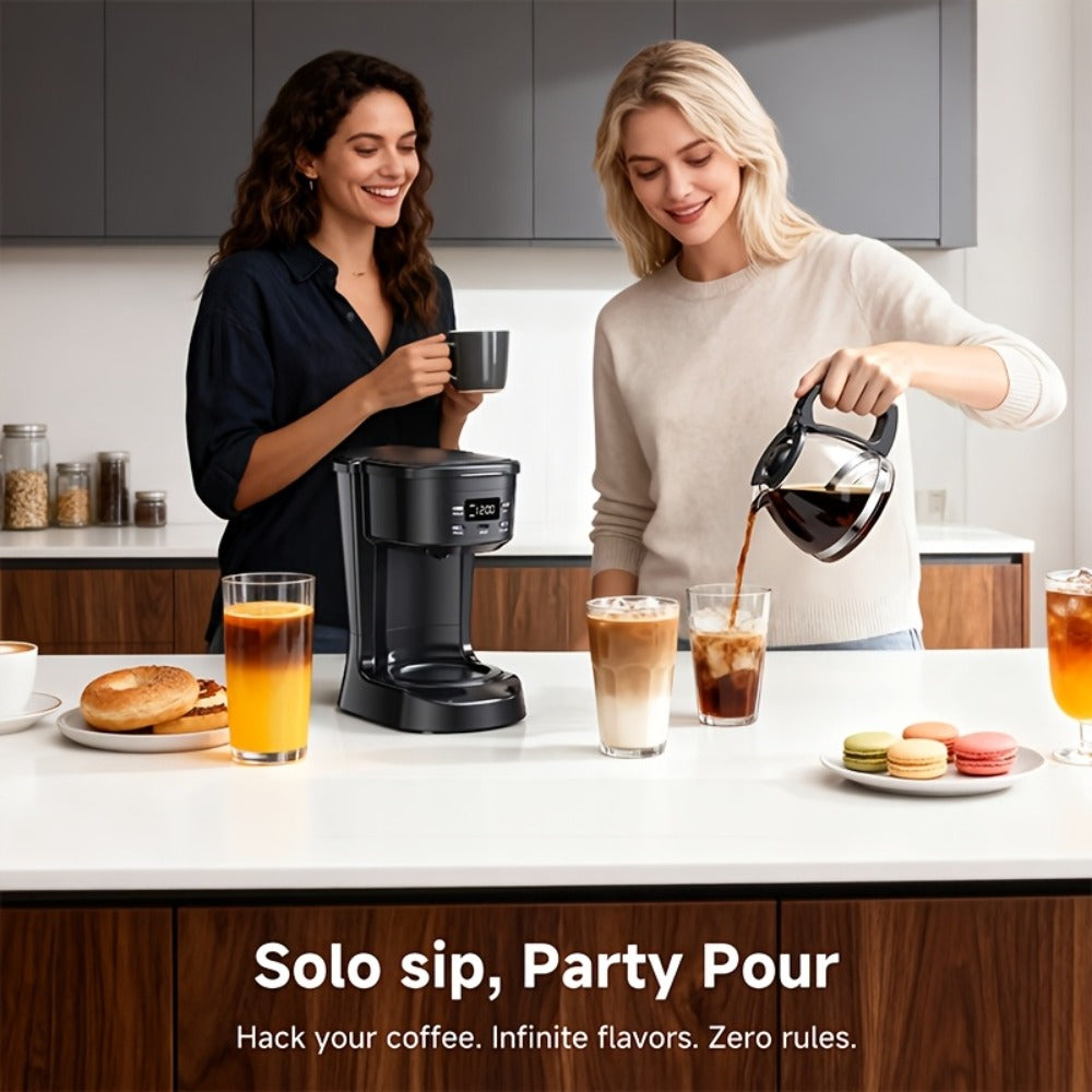 5-Cup Programmable Digital Coffee Maker – Auto Brew, Sneak-A-Cup Anti-Drip, Washable Basket Filter, Keep-Hot Plate & Water Level Window, Drip Coffee Machine for Home & Office – Black, White
