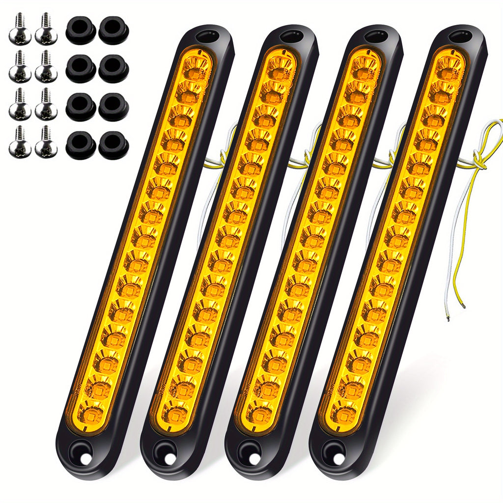 4pcs White 15LEDs Trailer Brake Tail Light Bar LED Trailer Lights Stop Turn Signal Tail Lights Trailer Identification Light for Marine Boats Golf Truck Offroad