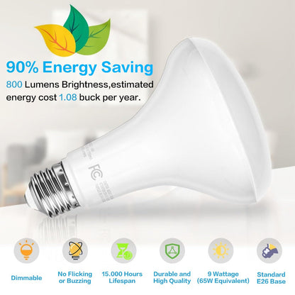 BR30 LED Flood Light Bulbs 12W 800 Lumens 5000K Daylight White Non-Dimmable – 25000 Hour Lifespan E26 Base Recessed Lighting Bulbs for Indoor Ceiling Can Lights, 6 Pack 12 Pack 24 Pack