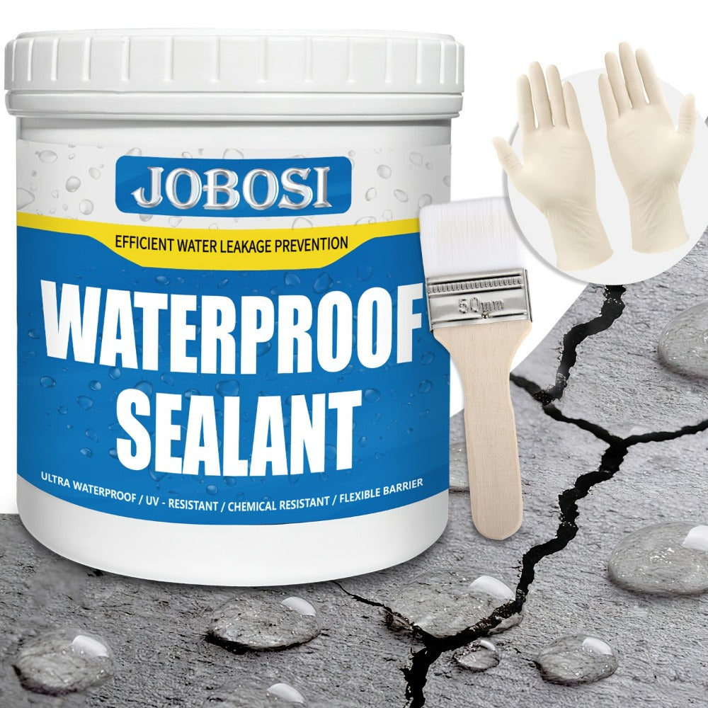 Waterproof Sealant Liquid Glue 32oz 1KG Leak Repair Agent – Indoor Outdoor Waterproof Coating for Roof Basement Wall Pipe Crack Sealing, Transparent & Black, Strong Adhesive Waterproof Repair Glue