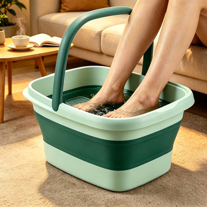Collapsible Foot Bath Basin 3.96 Gal Foldable Foot Soak Tub with Massage Acupoints Handles Deep Soak Pedicure Home Spa Foot Relief Upgraded Plastic Bucket Green Pink Yellow