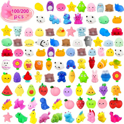 Mochi Squishies Bulk Pack 100 or 200 Pcs – Kawaii Mini Squeeze Toys for Kids Party Favors, Classroom Prizes, Goodie Bag Stuffers, Sensory Stress Relief & Birthday Gifts