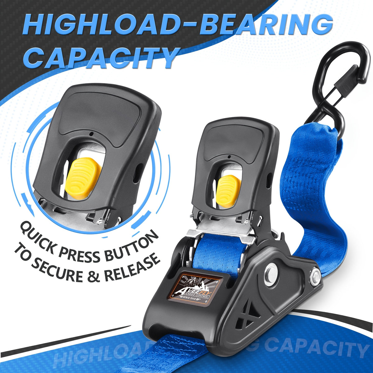 2pcs Retractable Ratchet Straps, 2Inch × 10 Feet Heavy Duty Auto Self Retracting Tie Down Straps - 1pc With Storage Bag And Extension Strap - Cargo Straps For Truck, Cargo Trailer, Motorcycle, Moving, Appliances