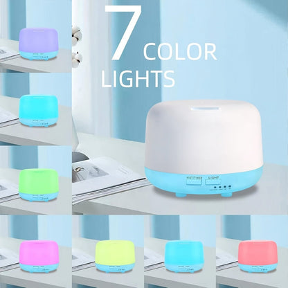Essential Oil Diffuser Humidifier with 7 Color Night Light & Auto Shut-Off | USB Ultrasonic Aromatherapy Diffuser for Home, Office, Yoga & Spa | 300ML 500ML 16.91oz