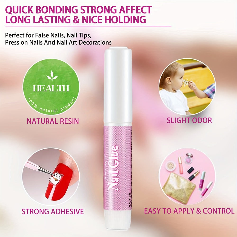 Press On Nail Glue 60pcs Professional Acrylic Nail Tip Adhesive — Super Strong Gel Formula for False Nails, Nail Extensions & Broken Nail Repair, Long-Lasting Salon-Quality Bond, Precision Tip Applicator, Value Pack