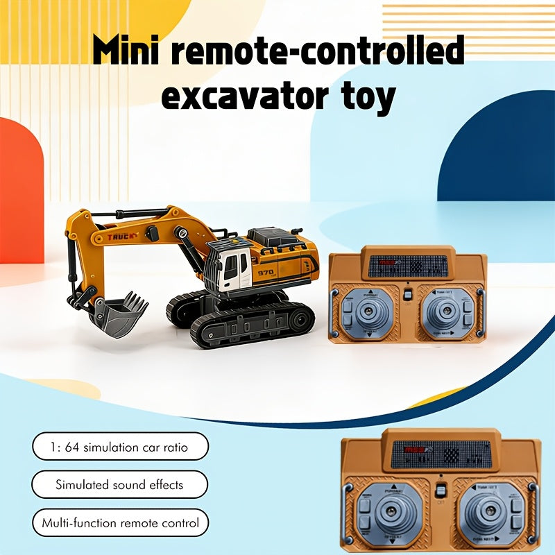 RC Excavator Toy 1:24 Scale 2.4GHz 9-Channel Remote Control with Alloy Metal Cap Lights & Sound Rechargeable Battery – Construction Truck for Boys Ages 6+ Birthday Christmas Gift Multiple Colors
