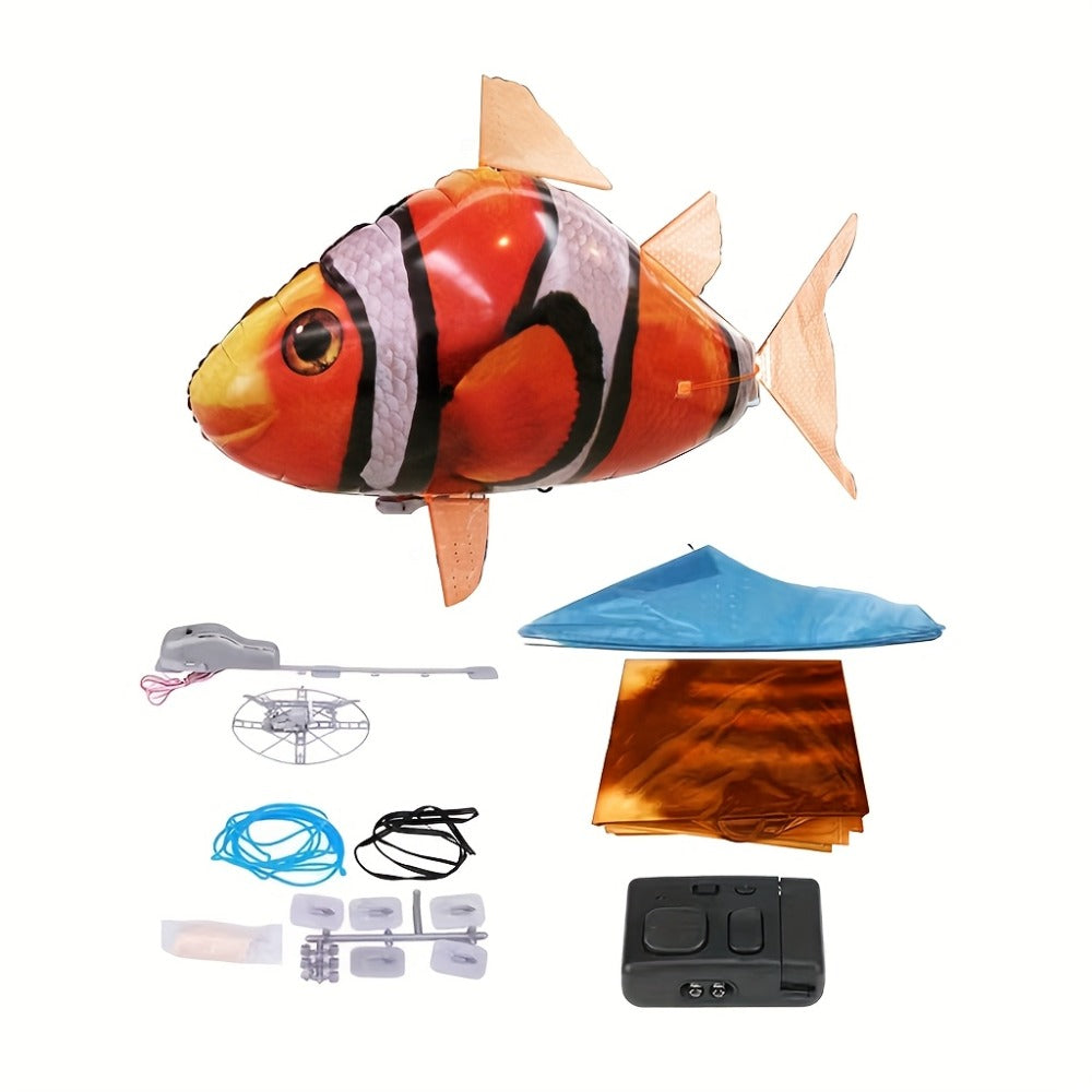 RC Inflatable Clownfish Balloon – Remote Control Flying Fish Toy for Kids Birthday Party, Wedding & Home Decor, Fun Indoor Air Swimmer Gift for Boys Girls Ages 3+
