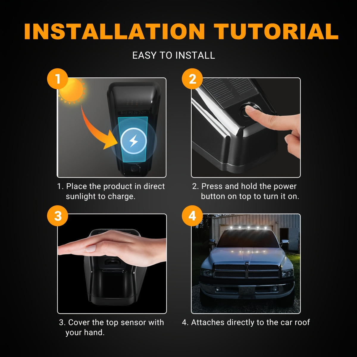 5pcs Solar Powered Cab Lights For Car RV Light Accessories Car Roof Lights Truck Cab Roof Lights For Car Pickup Easy To Install, Easy To Carry, Emergency Use, Without Battery