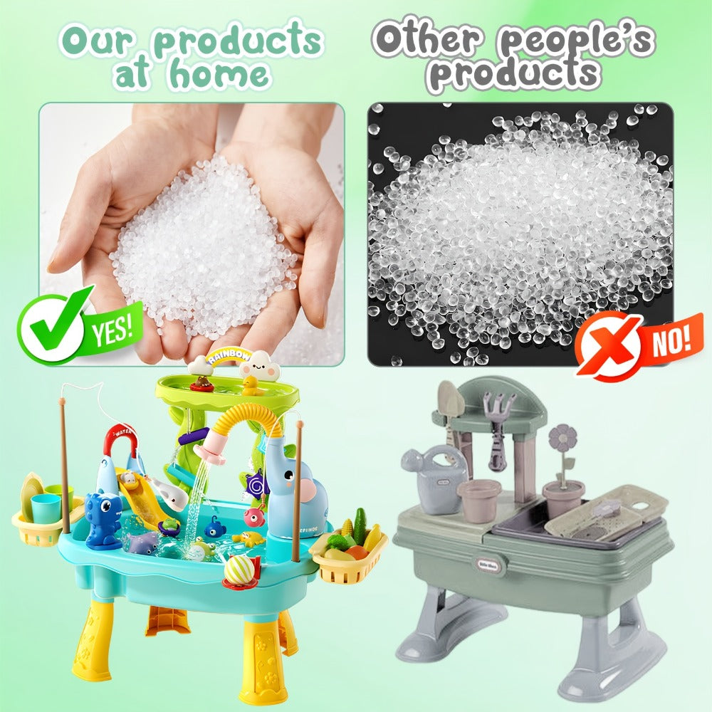 Kids Water Table Toy with Electric Pump & Faucet for Toddlers - Play Sink with Food Accessories & Fishing Toy, Sensory STEM Kitchen Water Play for Boys Girls Ages 3 4 5, Birthday Gift