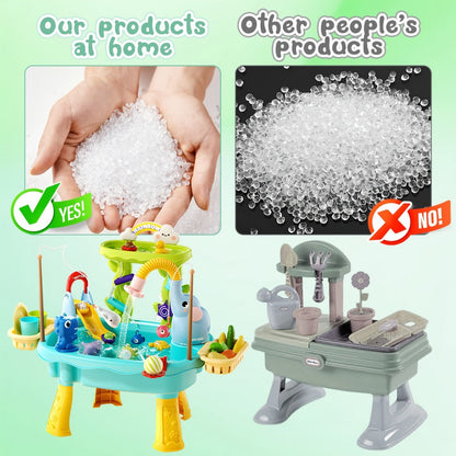 Kids Water Table Toy with Electric Pump & Faucet for Toddlers - Play Sink with Food Accessories & Fishing Toy, Sensory STEM Kitchen Water Play for Boys Girls Ages 3 4 5, Birthday Gift