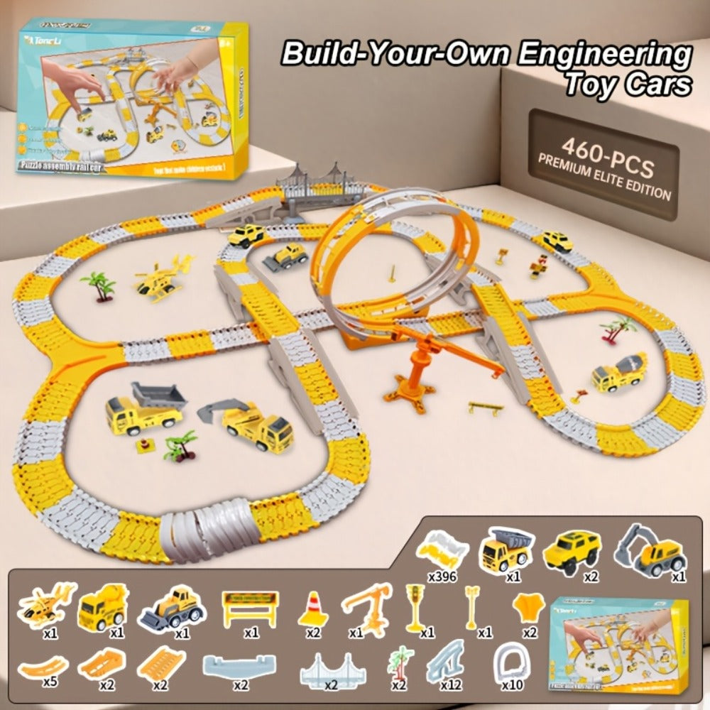 Roller Coaster Track Set 467pcs for Kids Ages 3 4 5 6 7 8 – Electric Race Car DIY Assembly Obstacle Challenge Track Toy STEM Engineering Gift Boys Girls Birthday Christmas