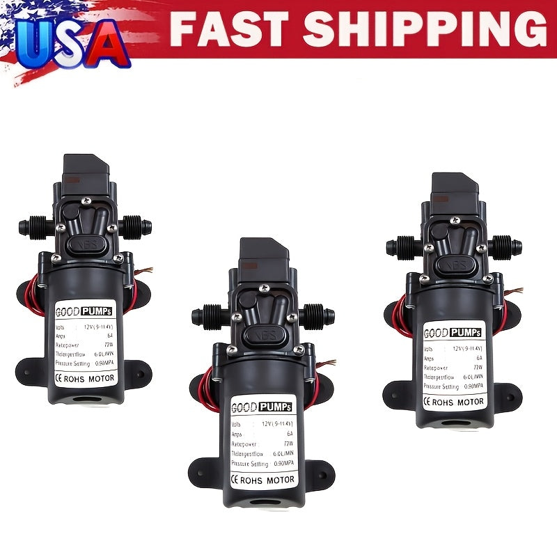 1/2/3pcs 12V Self Priming Sprayer, 130PSI High Pressure Portable Electric Water Pump, Durable ABS Material, for Camper Van, Car Wash, Tap Water Pressurization, Fish Tank, Bath, RV, And More, Without Battery
