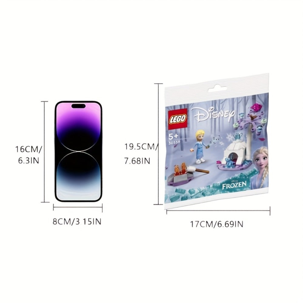 Elsa & Bruni Forest Camp Building Block Set 30559 – Frozen Princess Mini Brick Kit, Enchanted Nature Scene Collectible Display, Fun Birthday Party Favor Gift for Girls & Frozen Fans Ages 5+