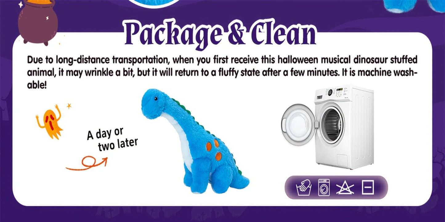 Dinosaur Stuffed Animal Plush Glowing Blue Dino with Music LED Light Up Soft Toy Glow in the Dark Birthday Gift for Kids Boys Girls Dinosaur Lovers