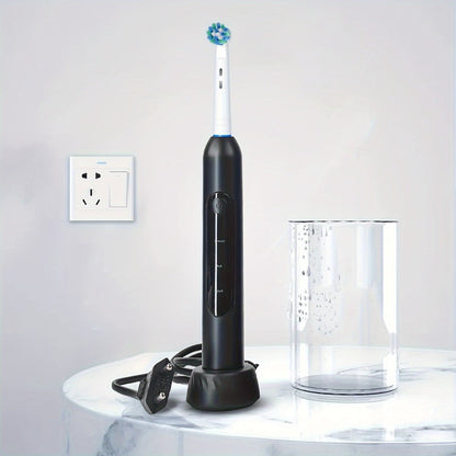 Rotating Electric Toothbrush with 8 Replacement Heads – Wireless Induction Charging, 3 Cleaning Modes, IPX7 Waterproof, Oral Care Gift for Family, Friends & Parents – Blue, Purple, Black
