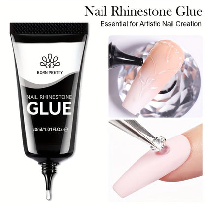 Rhinestone Glue Gel 2pcs Strong Bond 1.01oz Each – Professional Nail Charm Adhesive for 3D Gems, Crystals & Bling Decorations, Long-Lasting Water-Resistant Clear Gel Formula for DIY & Salon Nail Art
