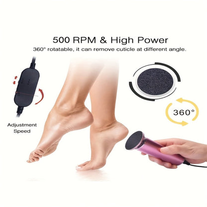 Electric Foot Callus Remover with 60 Replacement Pads – Adjustable Speed USB Rechargeable Dead Skin Remover for Men & Women, Metal Body