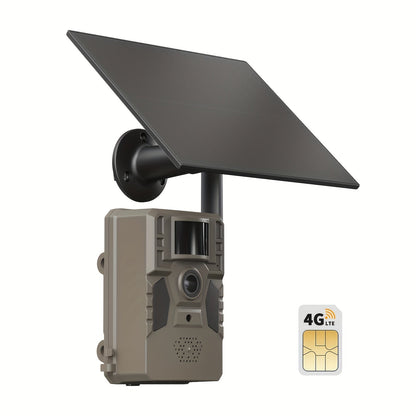 4G LTE Solar Trail Camera – 2K 1440p, No-Glow Night Vision 75ft, 0.2s Trigger, Built-in SIM, Remote Viewing, Wildlife Hunting Camera