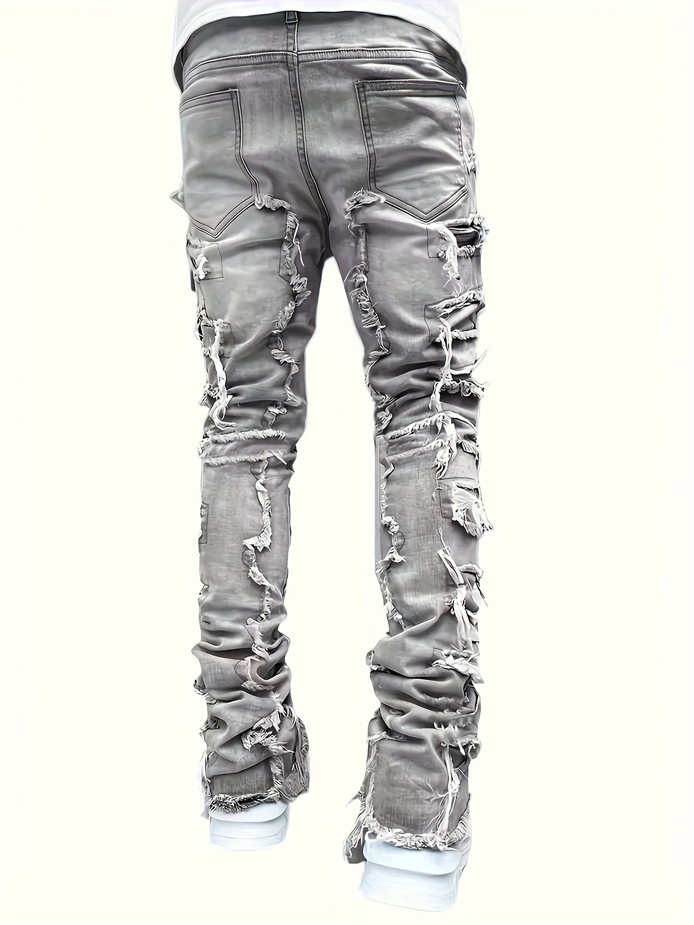 Men's Slim Fit Jeans - Classic Wash Distressed Travel 392485