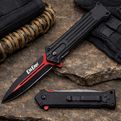 EDC Pocket Knife 440 Stainless Steel Blade – 8" Folding Knife with Aluminum Handle, Belt Clip & Liner Lock | Everyday Carry Tactical Knife for Men