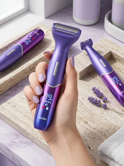 Bikini Trimmer Electric Razor for Women & Men 6-in-1 Hair Remover Kit Face Eyebrow Nose Arms Legs Pubic Wet Dry Painless Shaver Grooming Set