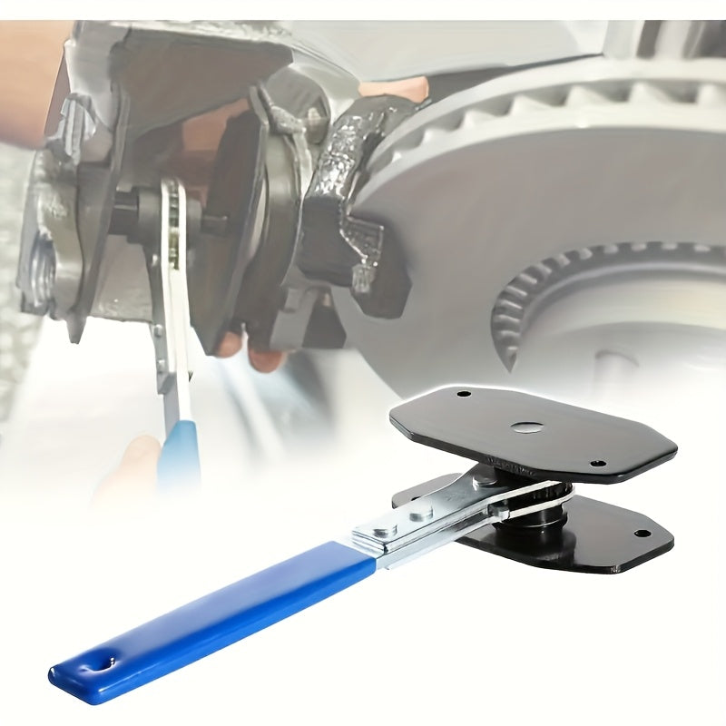 [Brake Caliper Tool] Brake Caliper Compression Tool, Brake Caliper Press Tool With 2pcs Steel Plates/2pcs Hangers, Car Ratcheting Brake Caliper Piston Spreader Press Tool