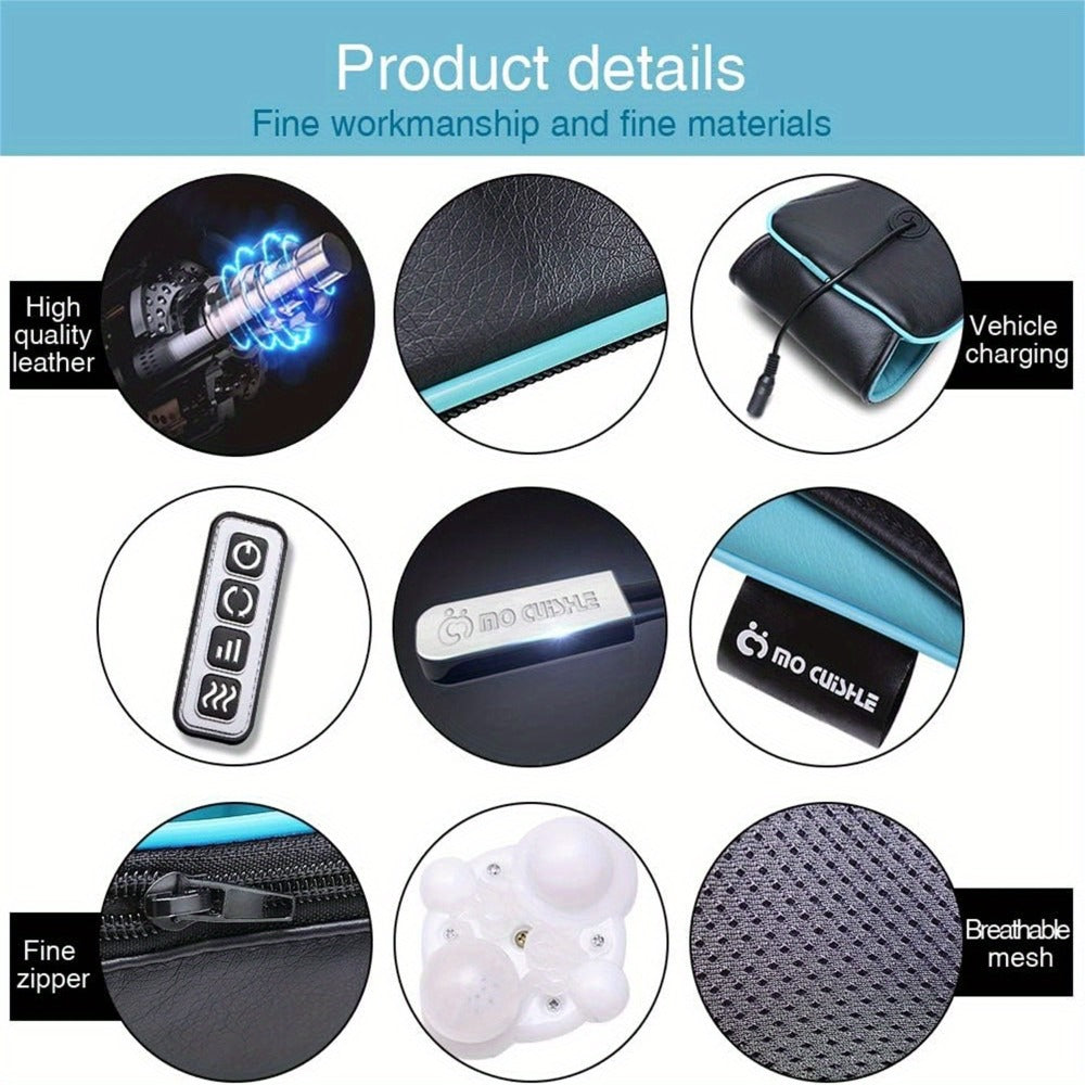 Neck Shoulder Massager with Heat – Shiatsu Deep Kneading Massage Pillow for Back, Waist & Muscle Pain Relief, Portable Electric Massager, Perfect Gift for Wife, Husband, Parents & Office Workers