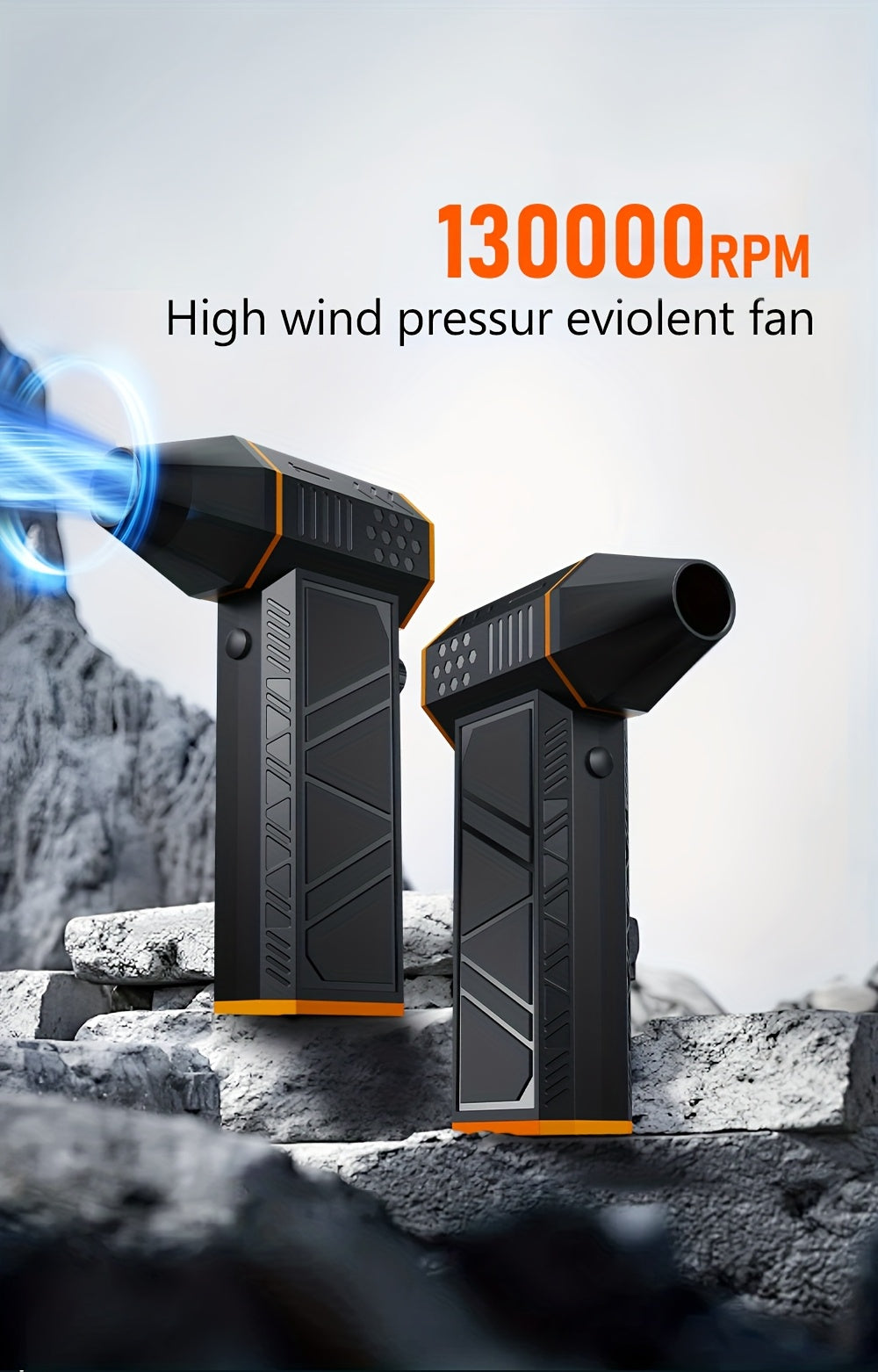 Compressed Air Dust Collector. High-power Violent Fan, Wireless Rechargeable Air Blower With 130, 000 Rpm, High-speed Turbine Fan, 3 Speed Settings - 100, 000/110, 000/130, 000 Rpm. Handheld Hair Dryer, Suitable For Computer Keyboards, Cars, Homes.