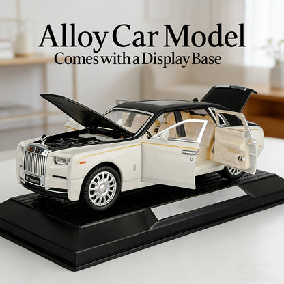 Collectible Diecast Car Model Zinc Alloy with Display Base & Openable Doors – Highly Detailed Static Decoration for Home Office Desk, Gift for Car Enthusiasts (White / Black / Pink)
