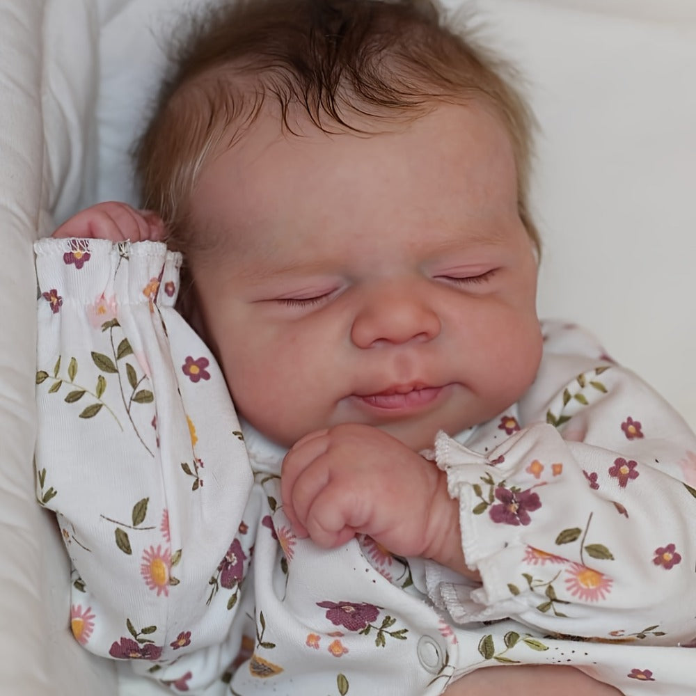 Reborn Baby Doll 19 Inch Full Vinyl Body Lifelike Newborn Girl Doll with Hand-Rooted Hair 3D Painted Skin Clothes Pacifier Bottle Birth Certificate – Perfect Gift for Girls Kids Collectors Birthday Christmas