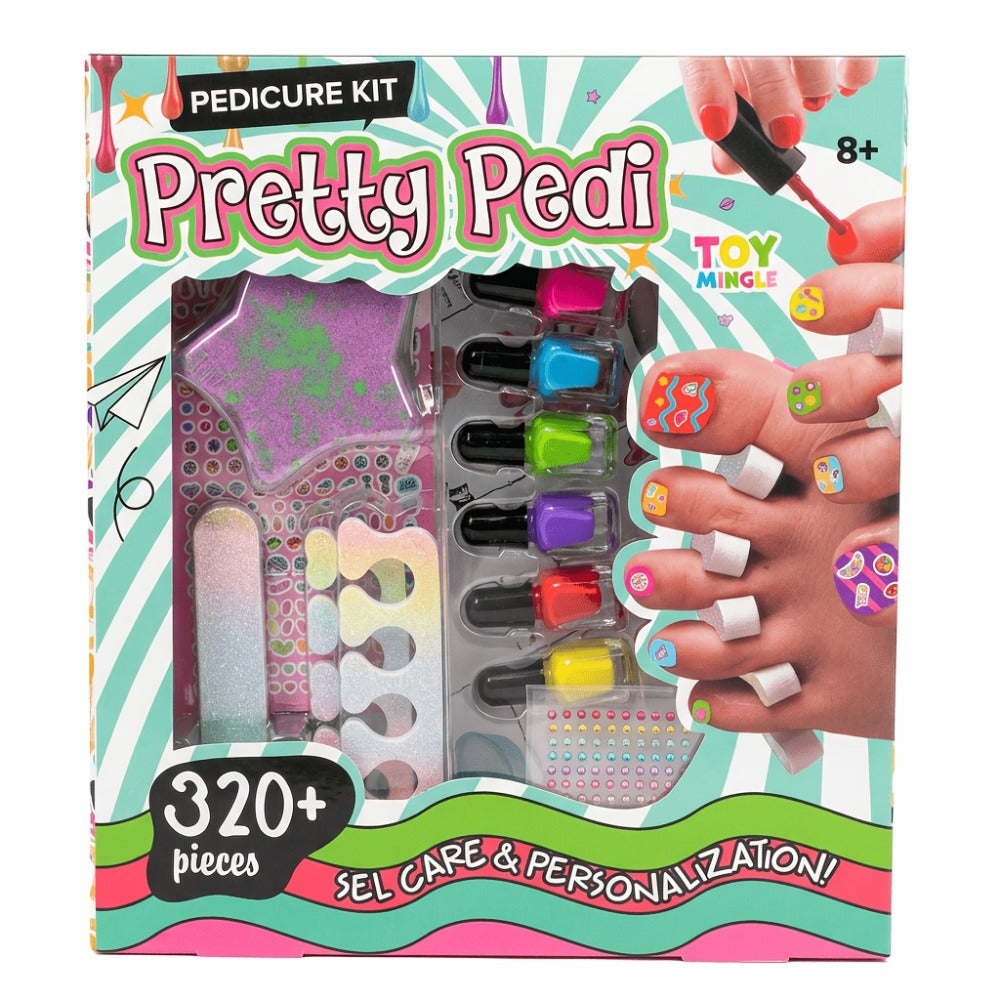 Pedicure Play Set for Girls 8+ – 320+ Pieces Pretend Spa Kit with Colorful Nail Polishes & Stickers | Girls Self Care Party Toy | Best Birthday Christmas Gift for Kids Tweens