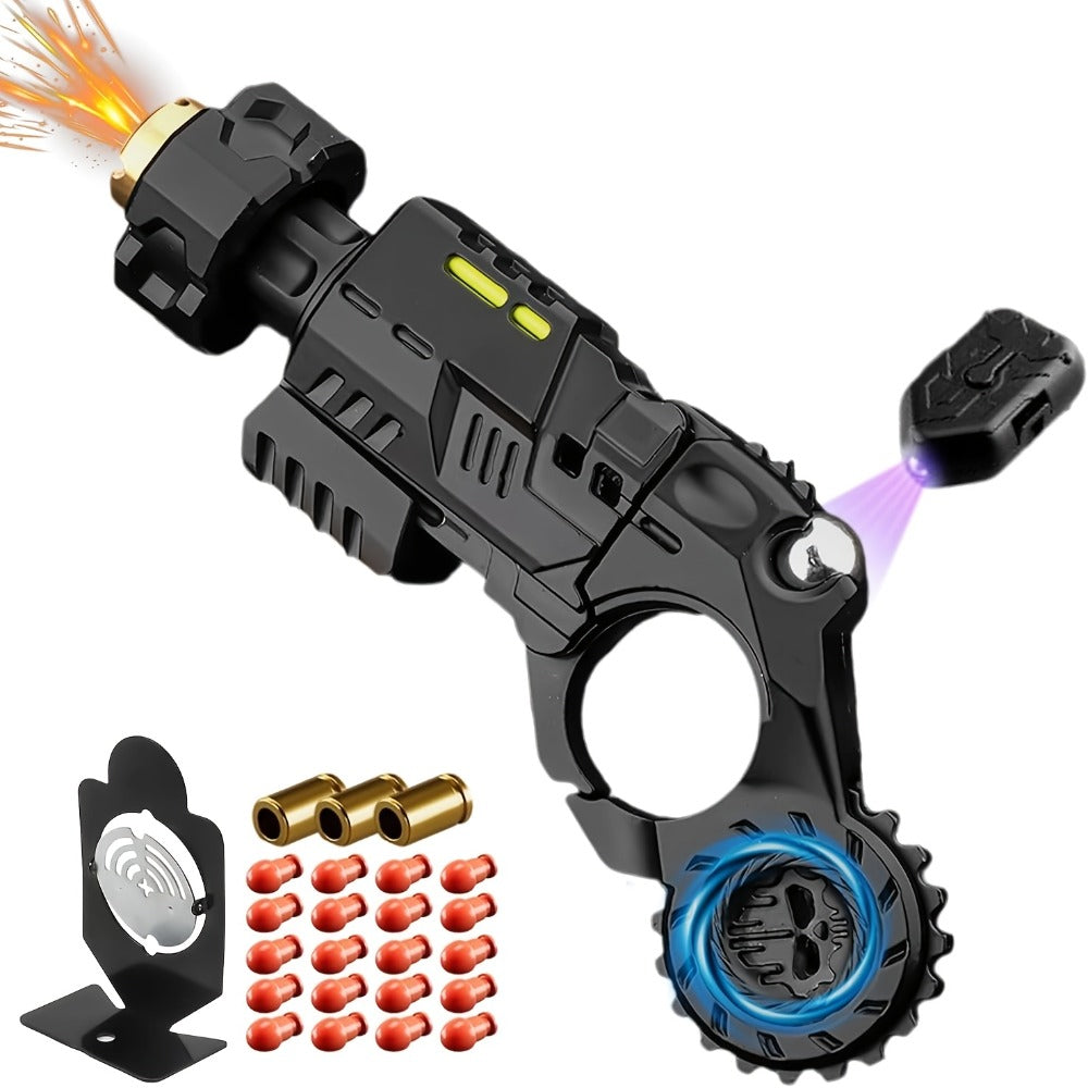 3-in-1 Alloy Fingertip Gun EDC Stress Relief Toy 26pcs Set – Metal Finger Slider Clicker Soft Bullet Launcher for Adults Focus Anxiety Relief Office Gaming Travel Gift for Men