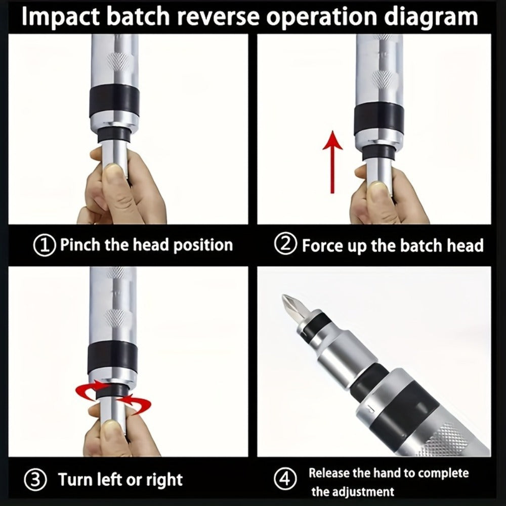 Impact Screwdriver Set 13-Piece – Shock Screw Bits, Chisel Bits & Screw Extractor Remover Kit, Multifunctional Metal Shock Driver Tool Set for Stripped Screw Repair & DIY Use