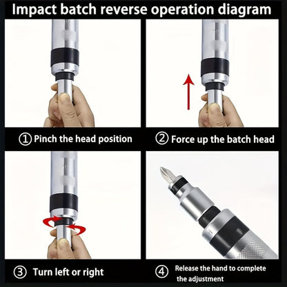 Impact Screwdriver Set 13-Piece – Shock Screw Bits, Chisel Bits & Screw Extractor Remover Kit, Multifunctional Metal Shock Driver Tool Set for Stripped Screw Repair & DIY Use