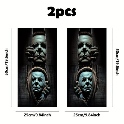 Set of 2 Horror-Themed Car Stickers Featuring a Masked Figure, Made from Vinyl with a Matte End. They Are Easy to Apply, Leave No Residue, And Are Resistant to Scratches And Water. These Self-Adhesive