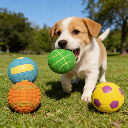 Latex Squeaky Dog Balls 4 Pack Soft Bouncy Sport Fetch Balls for Puppies & Small Dogs - 2.8 Inch Vibrant Color Chew Throw & Fetch Toy Set for Interactive Play