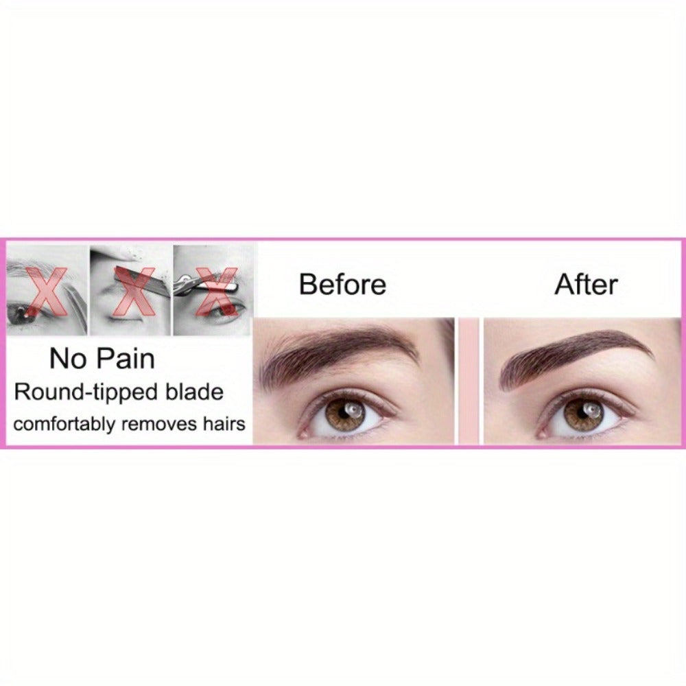 Electric Eyebrow Trimmer for Women 2 Pack, USB Rechargeable Painless Precision Eyebrow Razor Pen, Portable Hair Remover for Face Lip Leg Armpit – Pink White Colorful